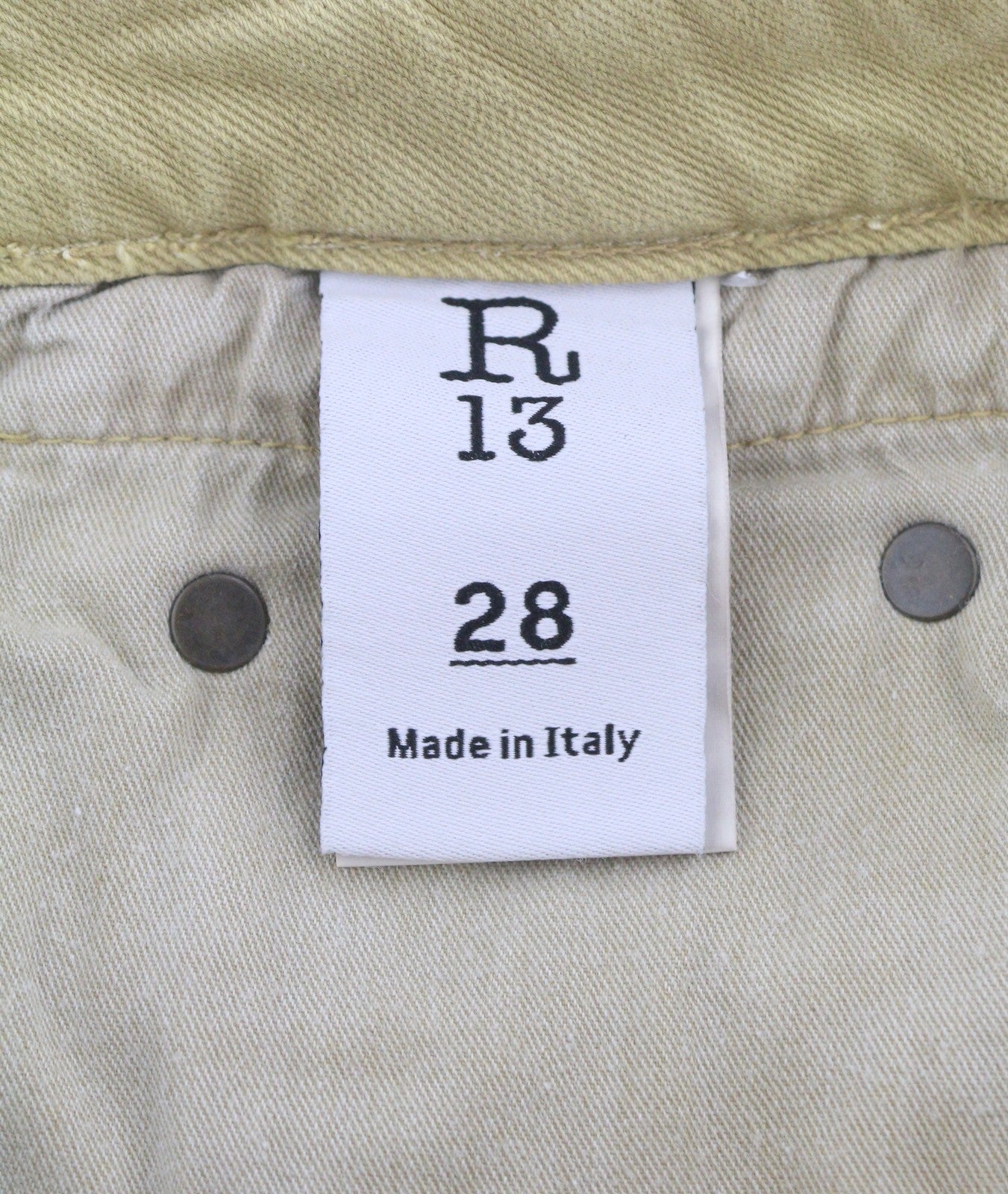 R13 Boy Straight Women Jeans 28 Khaki Stretchy Faded Ankle Length Casual RRP€699