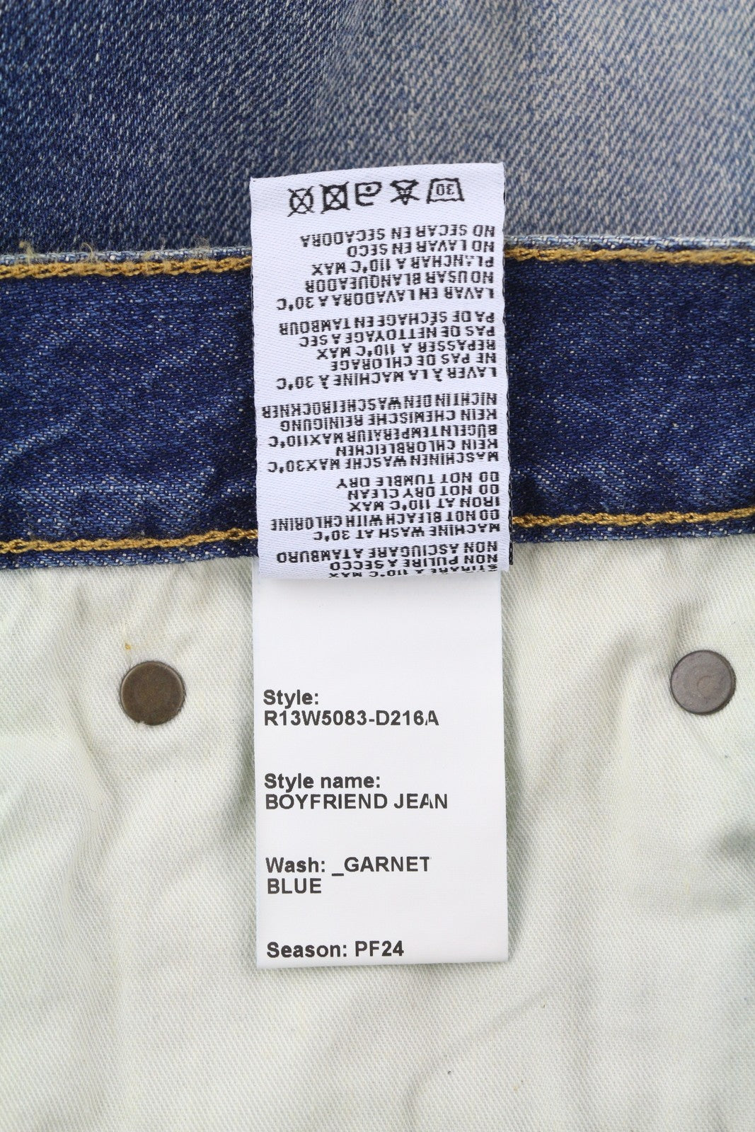 R13 Boyfriend Women Jeans 29 Garnet Blue Faded Cropped Ankle Length Zip Fly