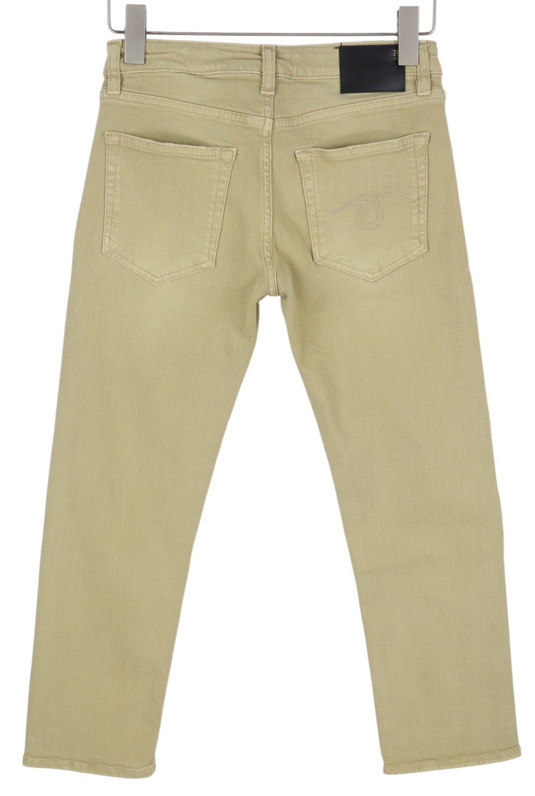 R13 Boy Straight Women Jeans 26 Khaki Stretchy Faded Cropped Casual RRP€699