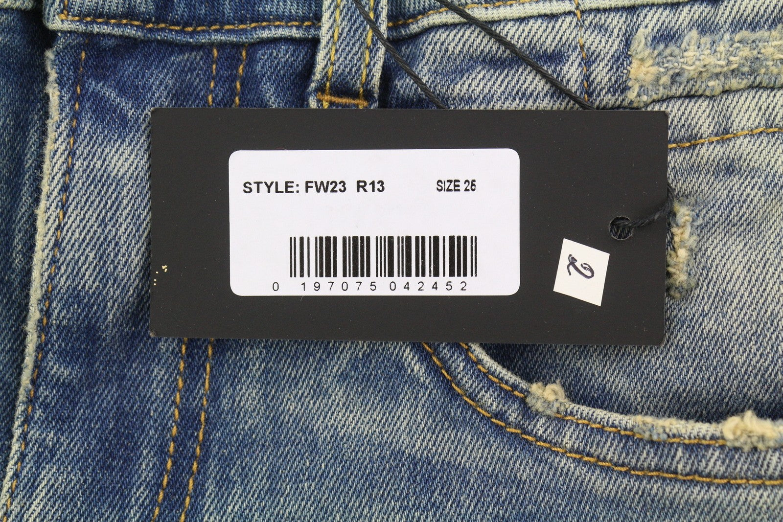 R13 Boy Straight Women Jeans 26 Kelly Stretch Washed Faded Cropped Zip RRP€645