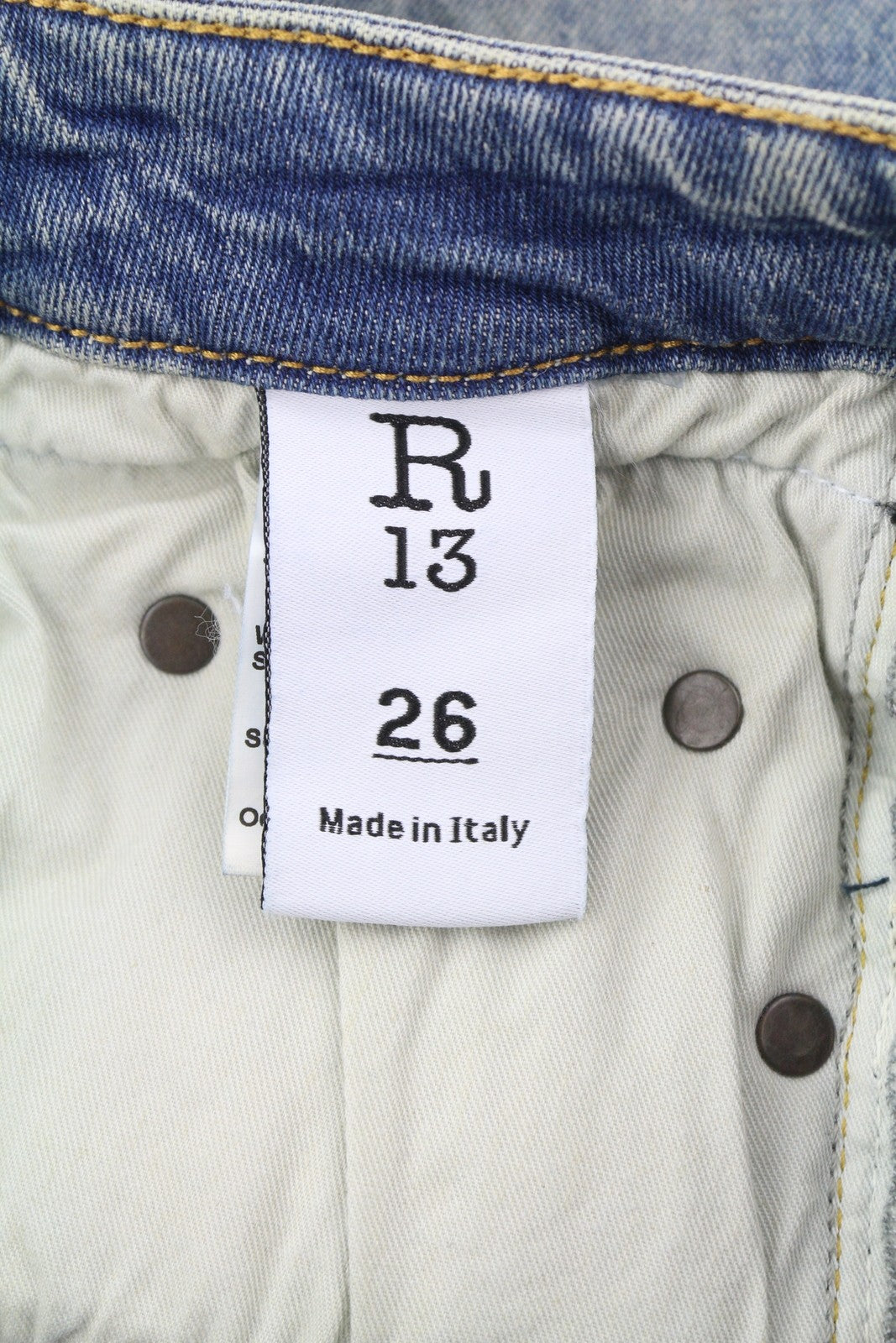 R13 Boy Straight Women Jeans 26 Kelly Stretch Washed Faded Cropped Zip RRP€645