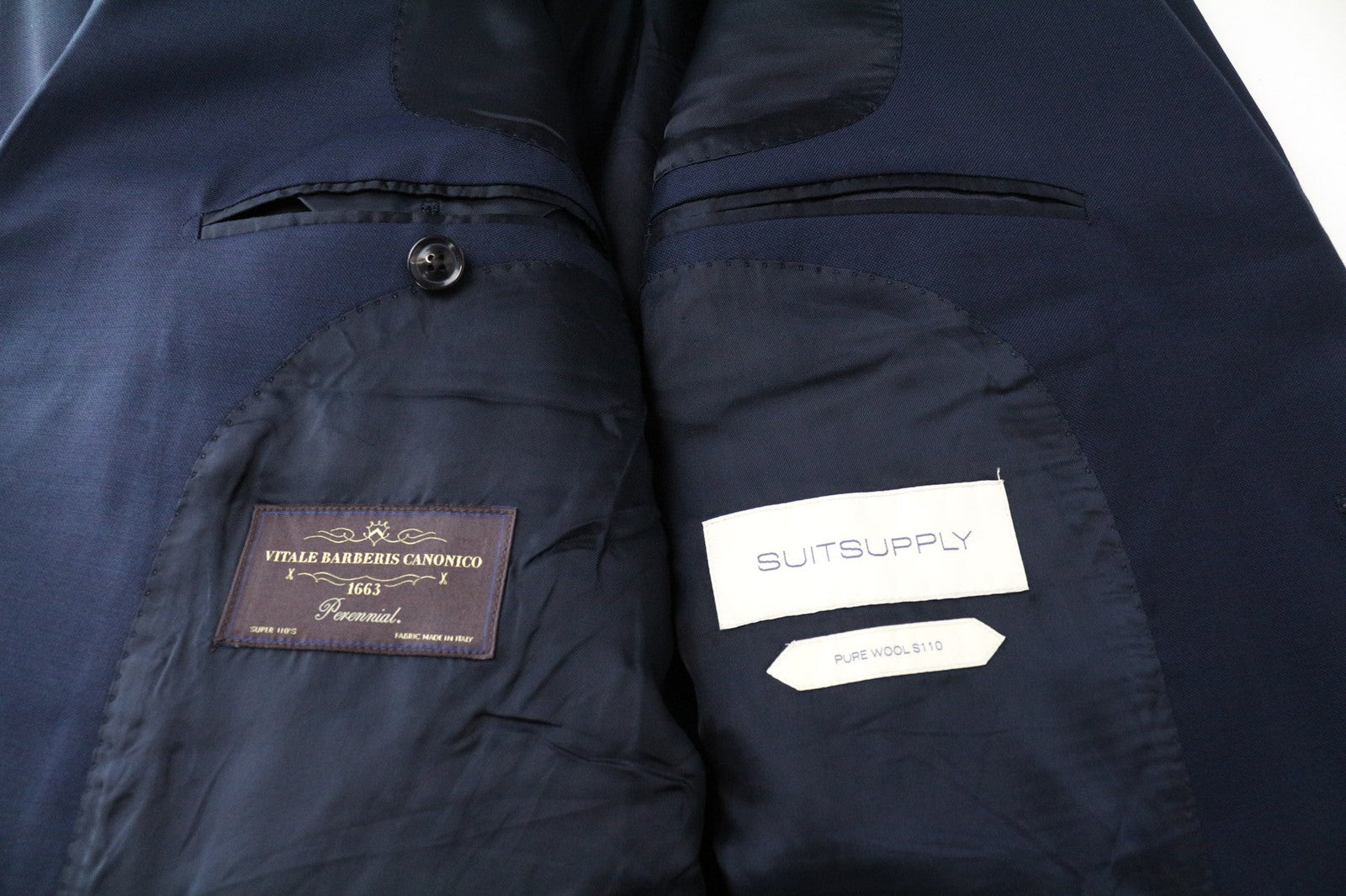 SUITSUPPLY vyriškas švarkas ~UK36R tamsiai mėlynas plonas melanžas, grynos vilnos, S110s, daugiametis 