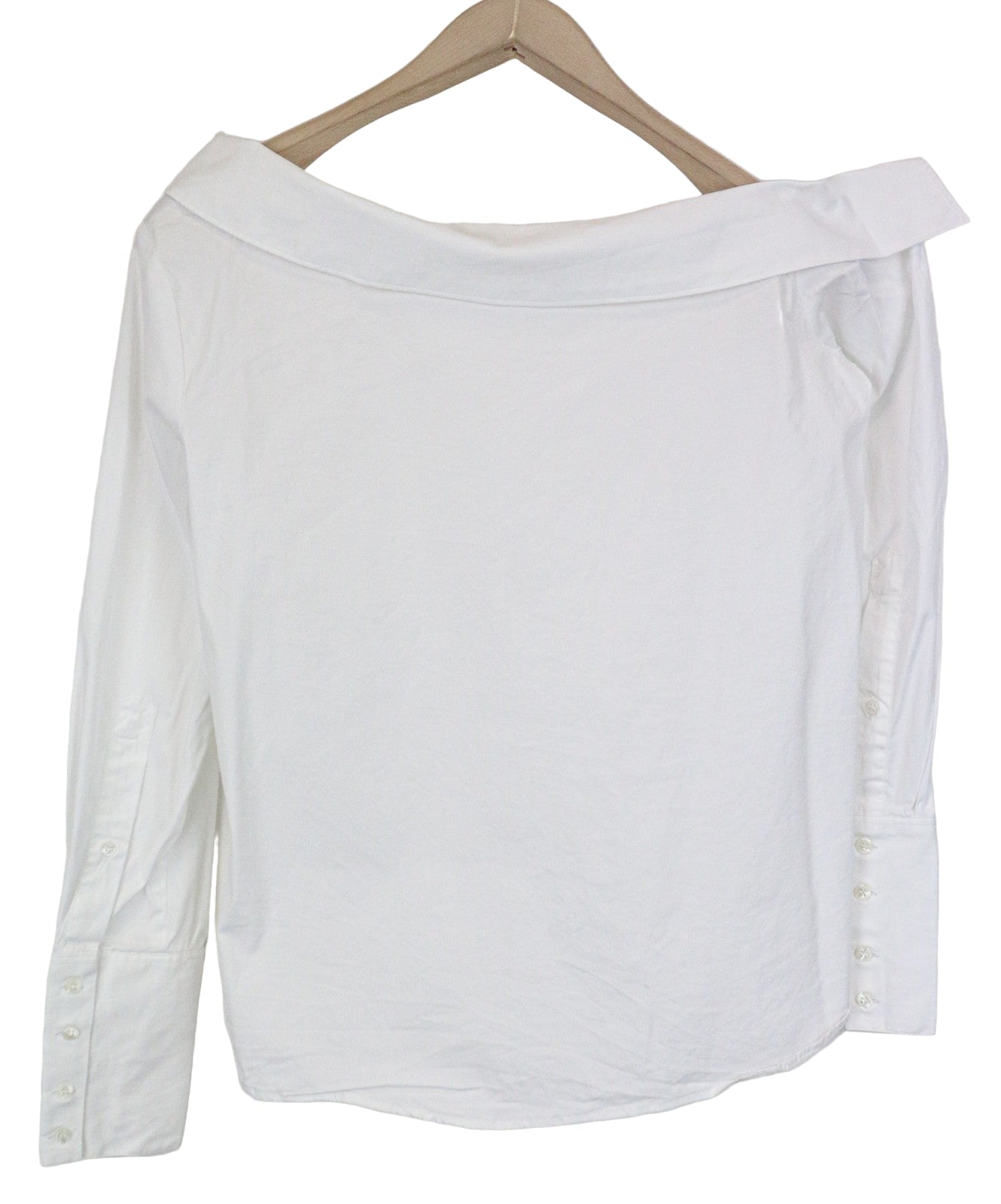 SUISTUDIO Bob Women's Top UK12 White Slim Off-Shoulder Boat Neck Stretch Cotton