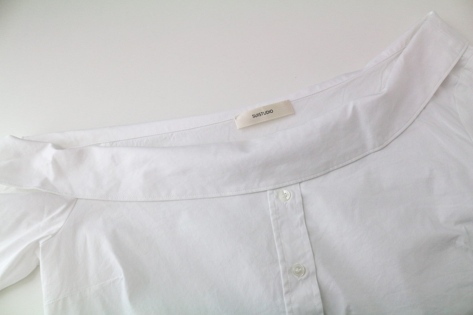 SUISTUDIO Bob Women's Top UK12 White Slim Off-Shoulder Boat Neck Stretch Cotton