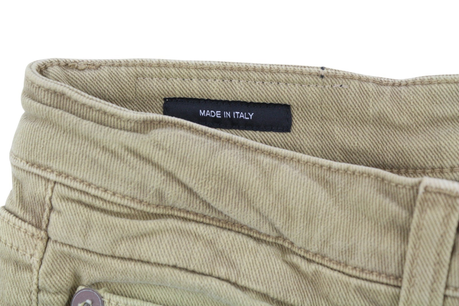 R13 Boy Straight Women Jeans 26 Khaki Stretchy Washed Ankle Length Logo RRP€699