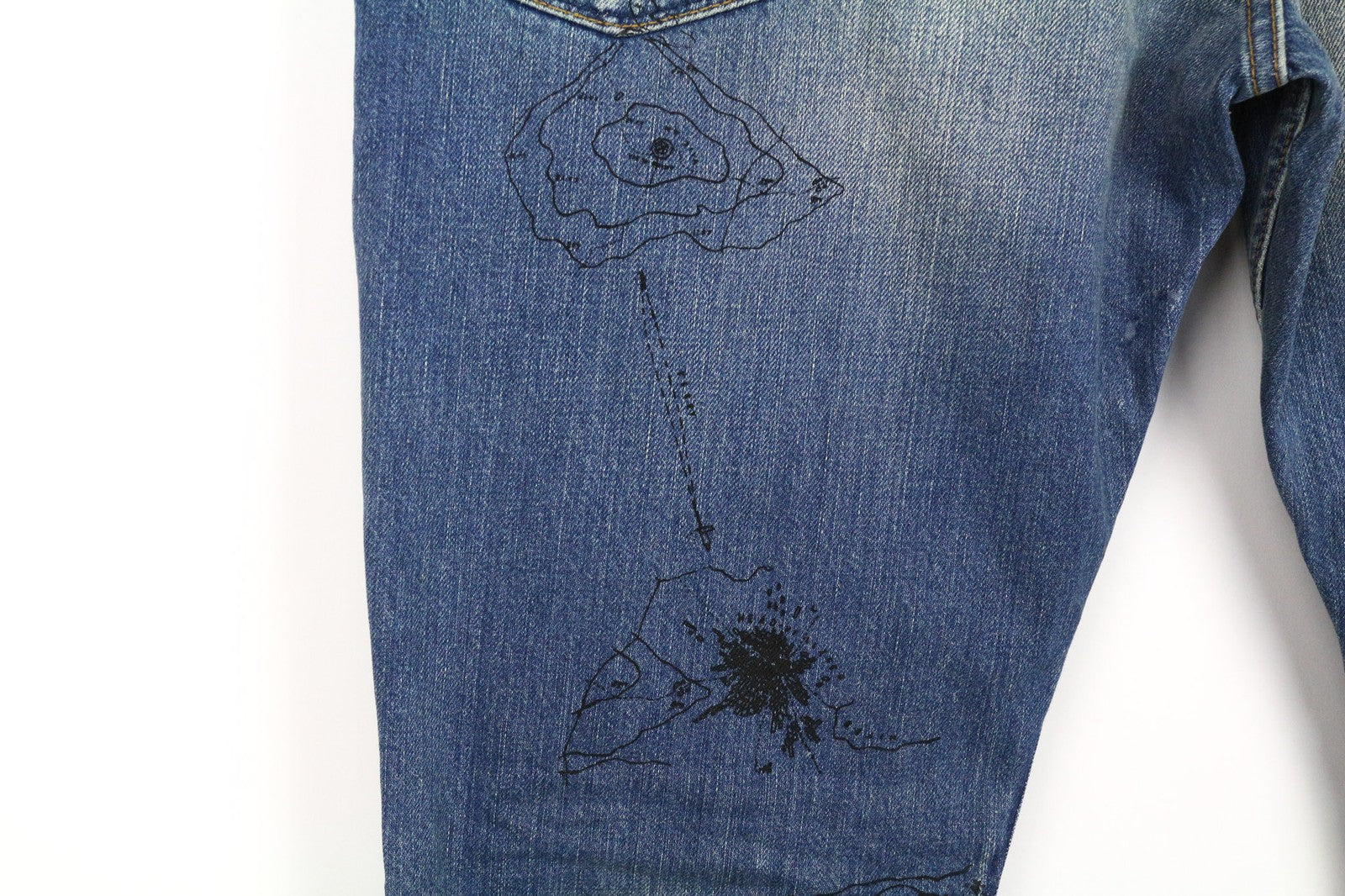 SCOTCH & SODA Fleet Men's Jeans W33/L34 3D Anti-Fit Blue Ripped Painted Button