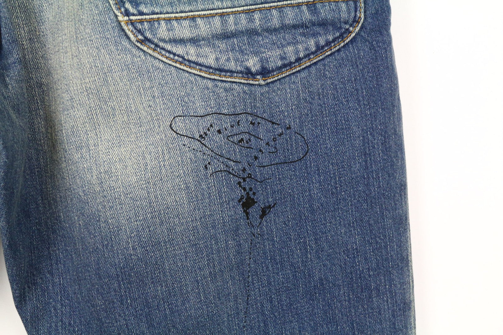 SCOTCH & SODA Fleet Men's Jeans W33/L34 3D Anti-Fit Blue Ripped Painted Button