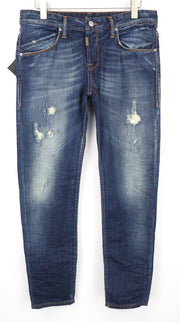 TAKESHY KUROSAWA Men's Jeans W34 Distressed Blue Washed Slim Pure Cotton