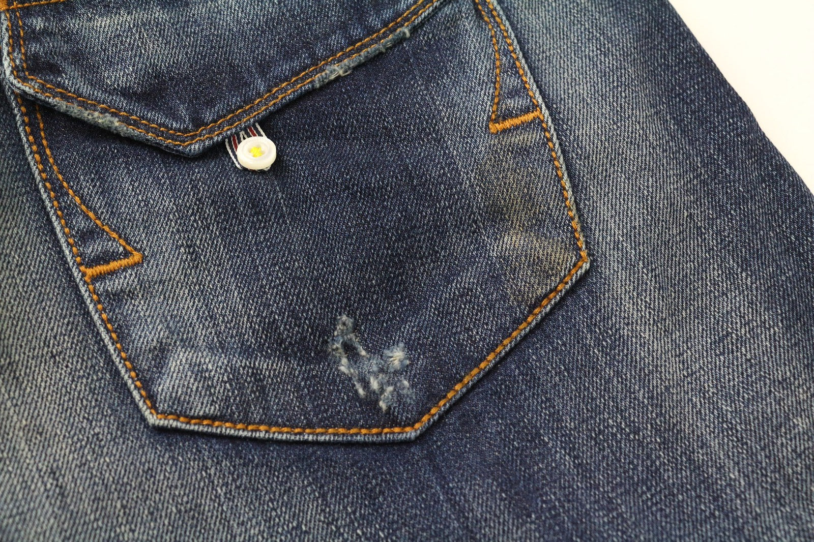 TAKESHY KUROSAWA Men's Jeans W34 Distressed Blue Washed Slim Pure Cotton