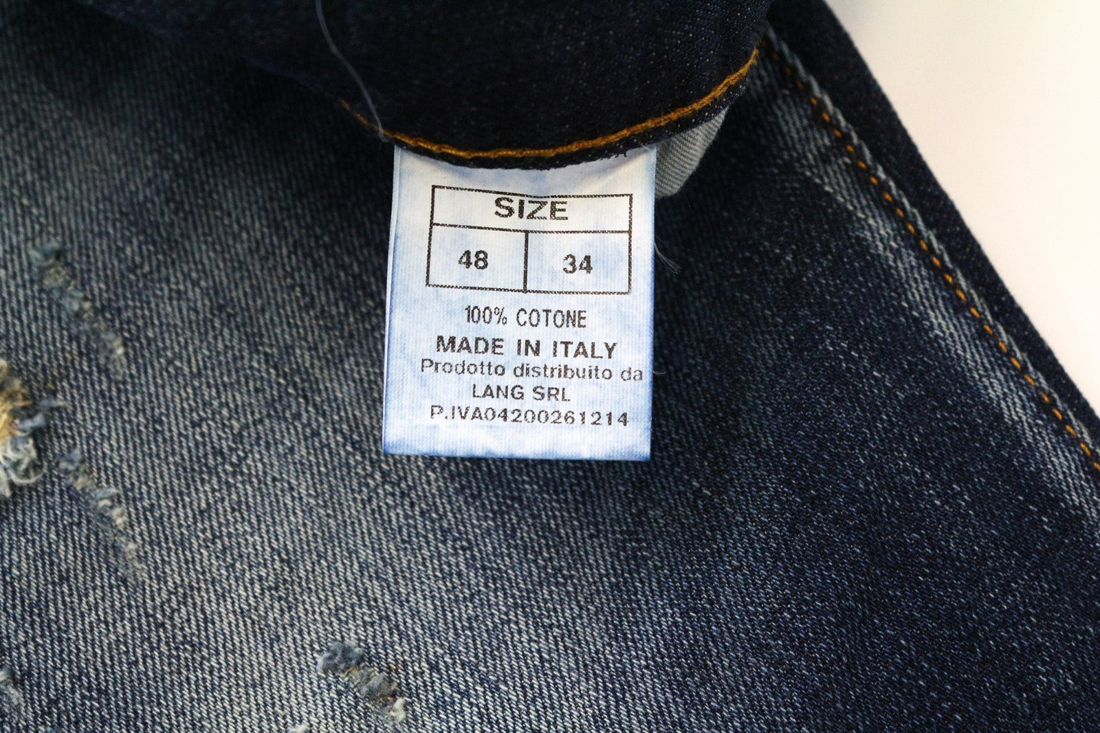 TAKESHY KUROSAWA Men's Jeans W34 Distressed Blue Washed Slim Pure Cotton