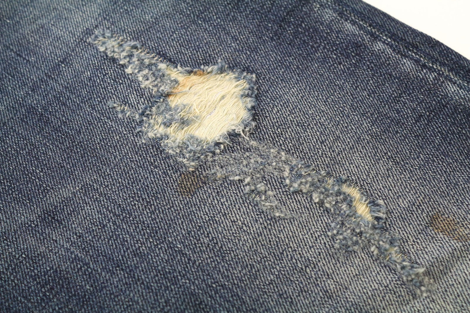 TAKESHY KUROSAWA Men's Jeans W34 Distressed Blue Washed Slim Pure Cotton