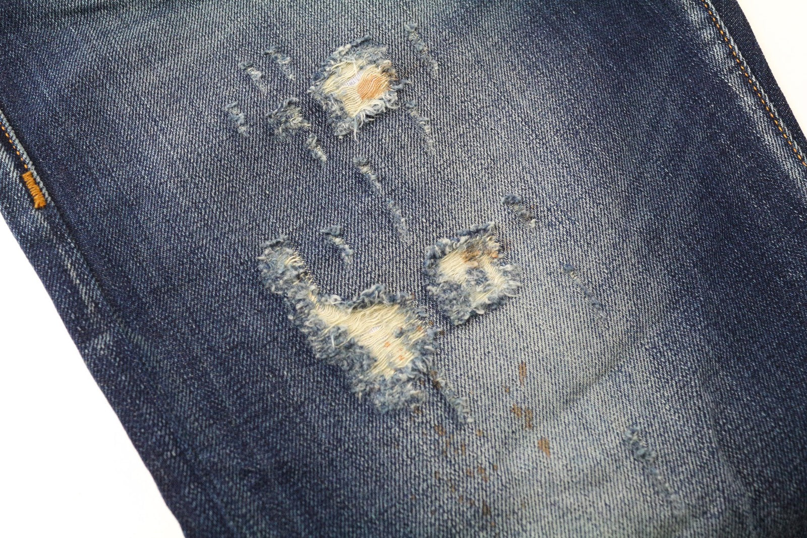 TAKESHY KUROSAWA Men's Jeans W34 Distressed Blue Washed Slim Pure Cotton