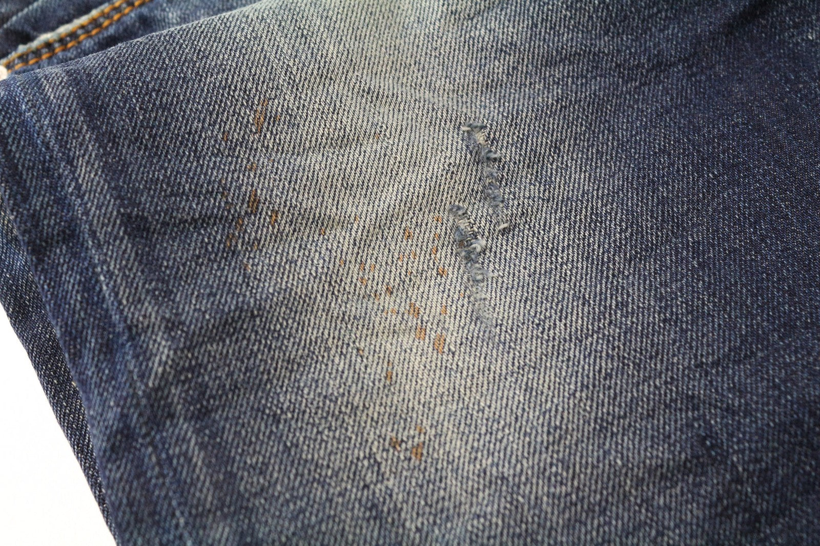 TAKESHY KUROSAWA Men's Jeans W34 Distressed Blue Washed Slim Pure Cotton