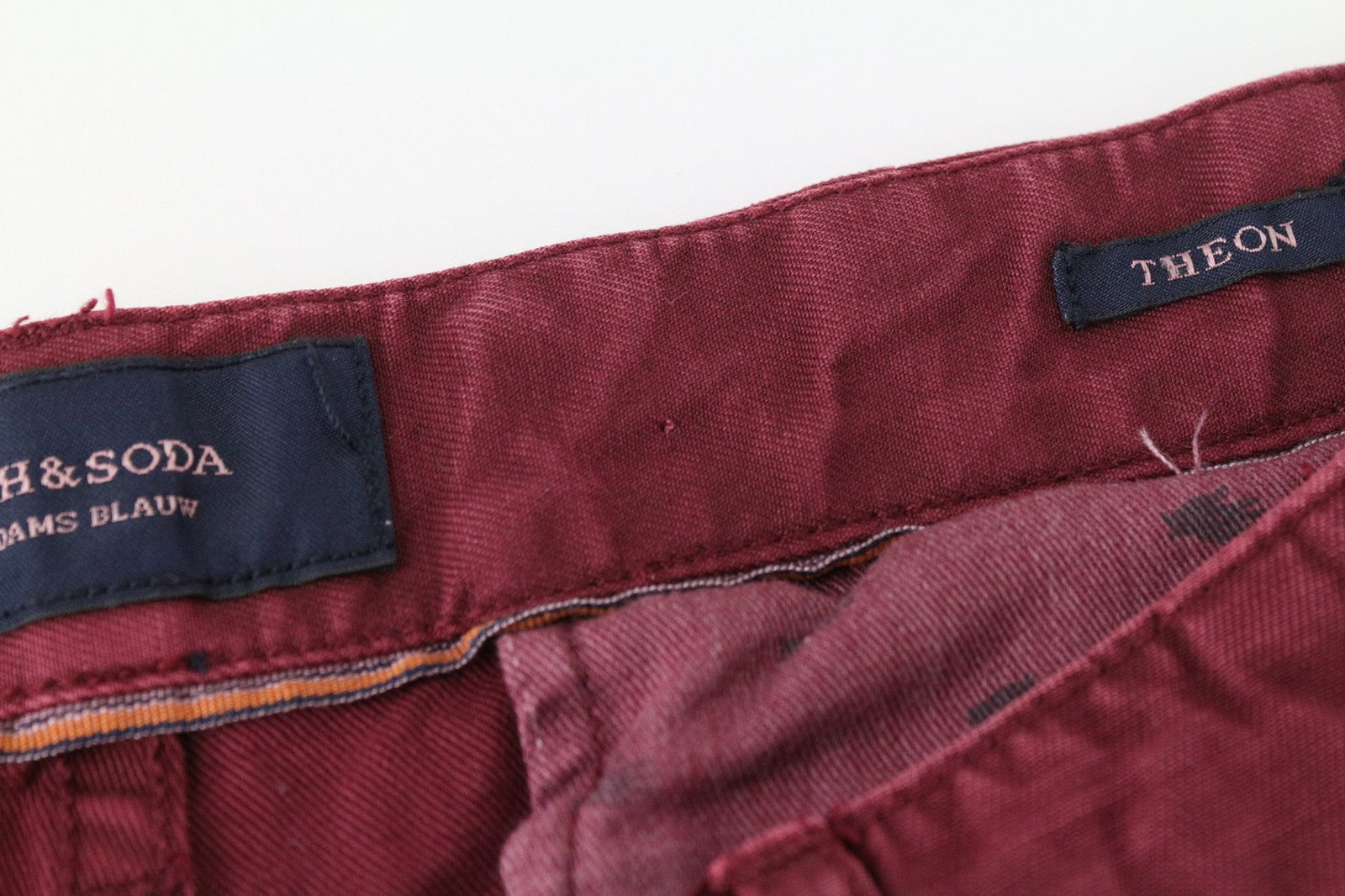 SCOTCH & SODA Theon Men's Trousers W29/L34 Red Slim Non-Stretch Chino Pants