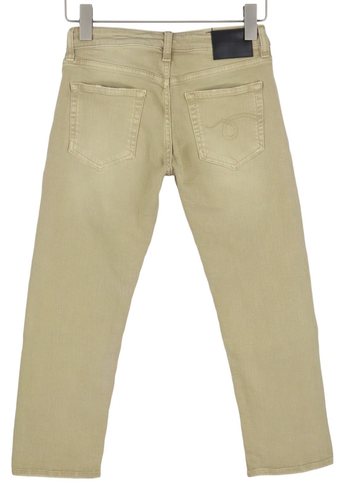 R13 Boy Straight Women Jeans 25 Khaki Stretch Faded Ankle Length Casual RRP€699