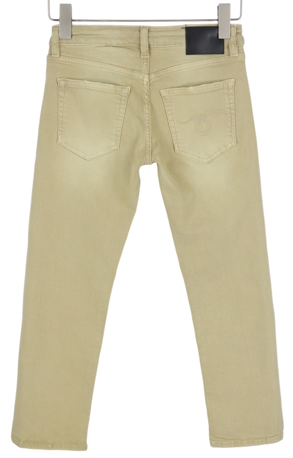 R13 Boy Straight Women Jeans 24 Khaki Stretchy Faded Ankle Length Casual RRP€699