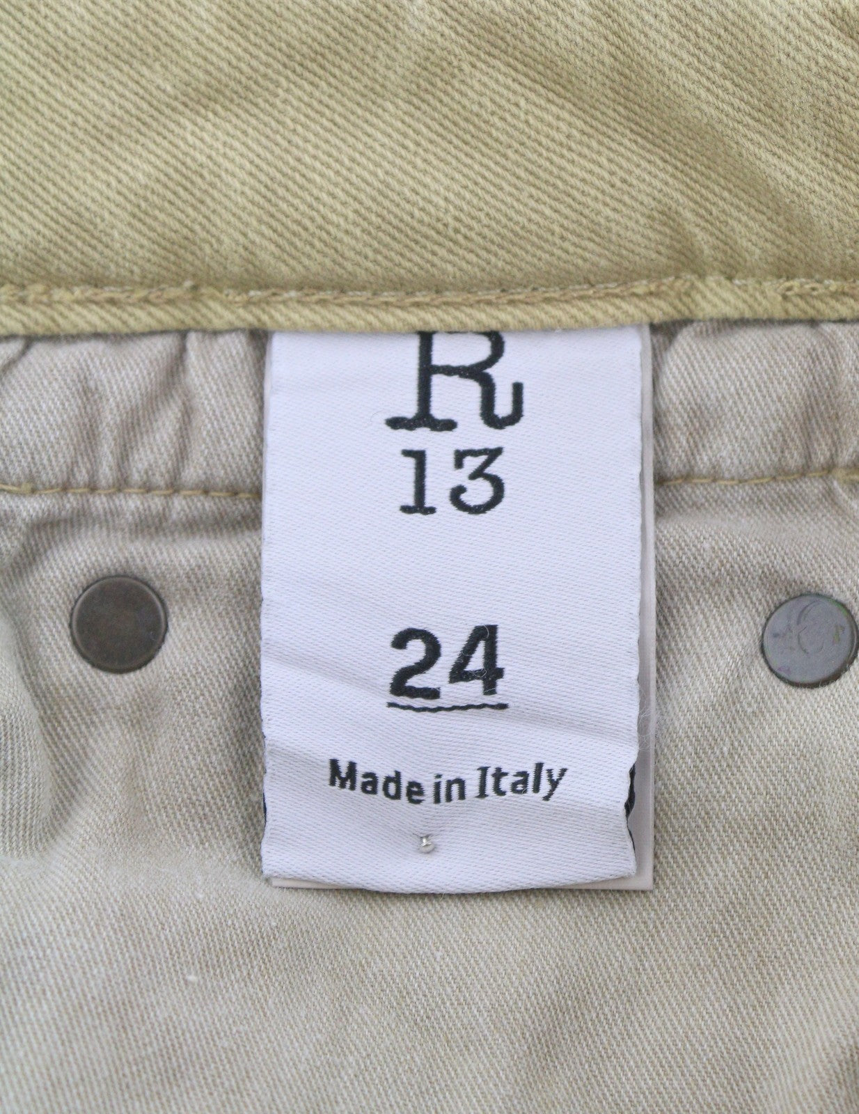 R13 Boy Straight Women Jeans 24 Khaki Stretchy Faded Ankle Length Casual RRP€699