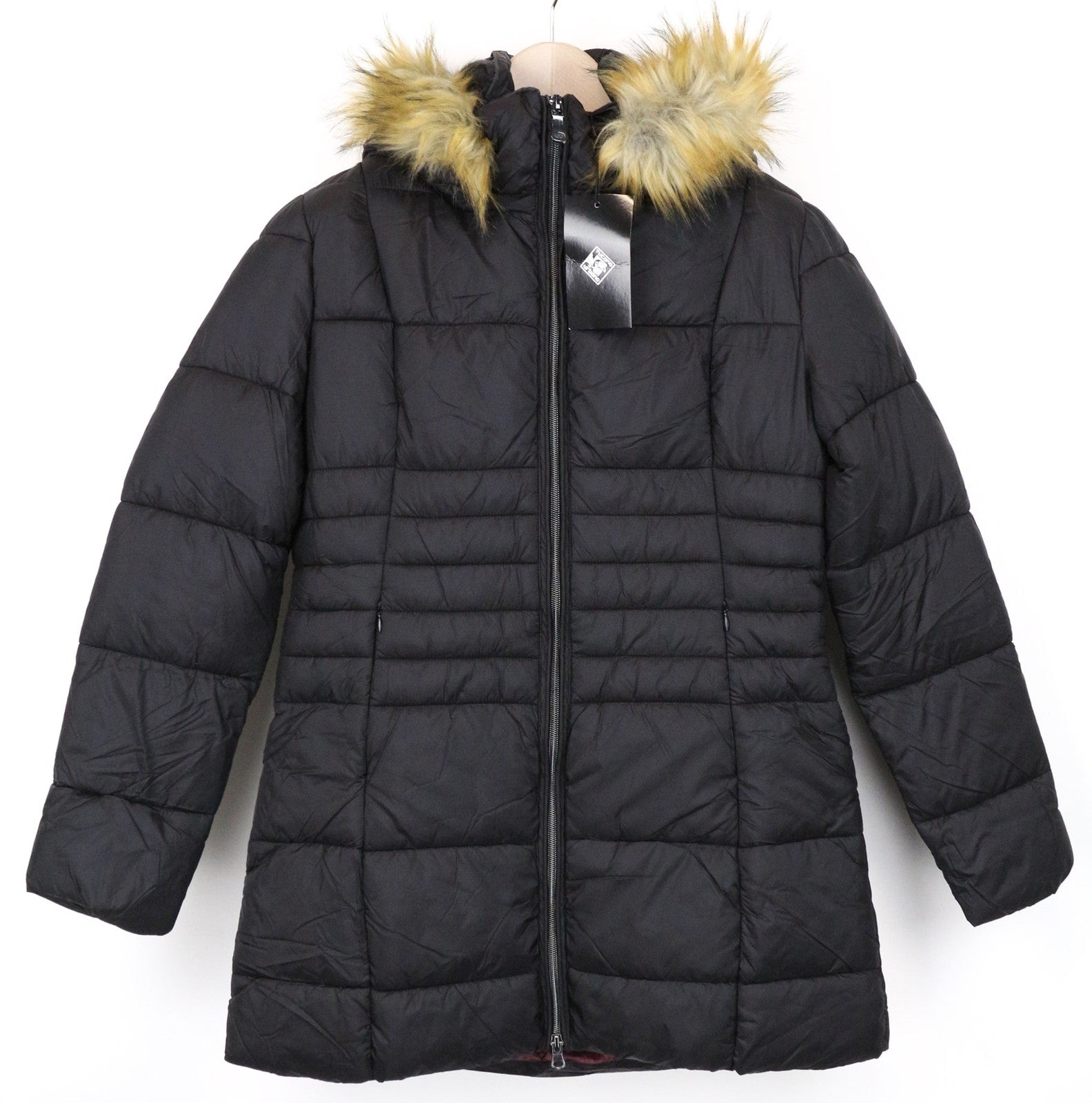 TUCANO URBANO Furbet Women's Jacket L Black Faux Fur Hooded Thermal Coat