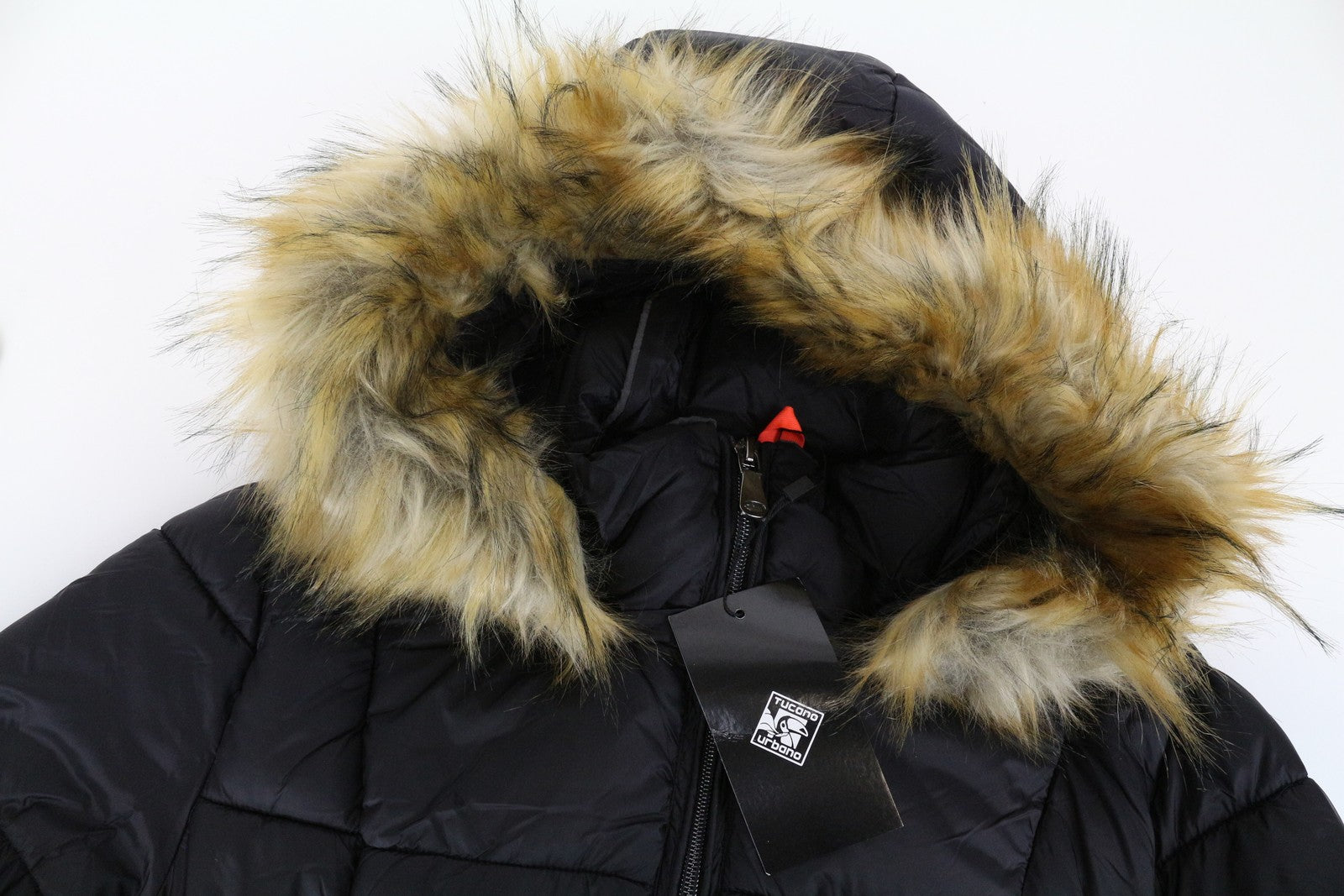 TUCANO URBANO Furbet Women's Jacket L Black Faux Fur Hooded Thermal Coat