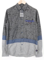 DESIGUAL Didac Men's Shirt S Grey Cotton Patterned Long Sleeve Casual Top