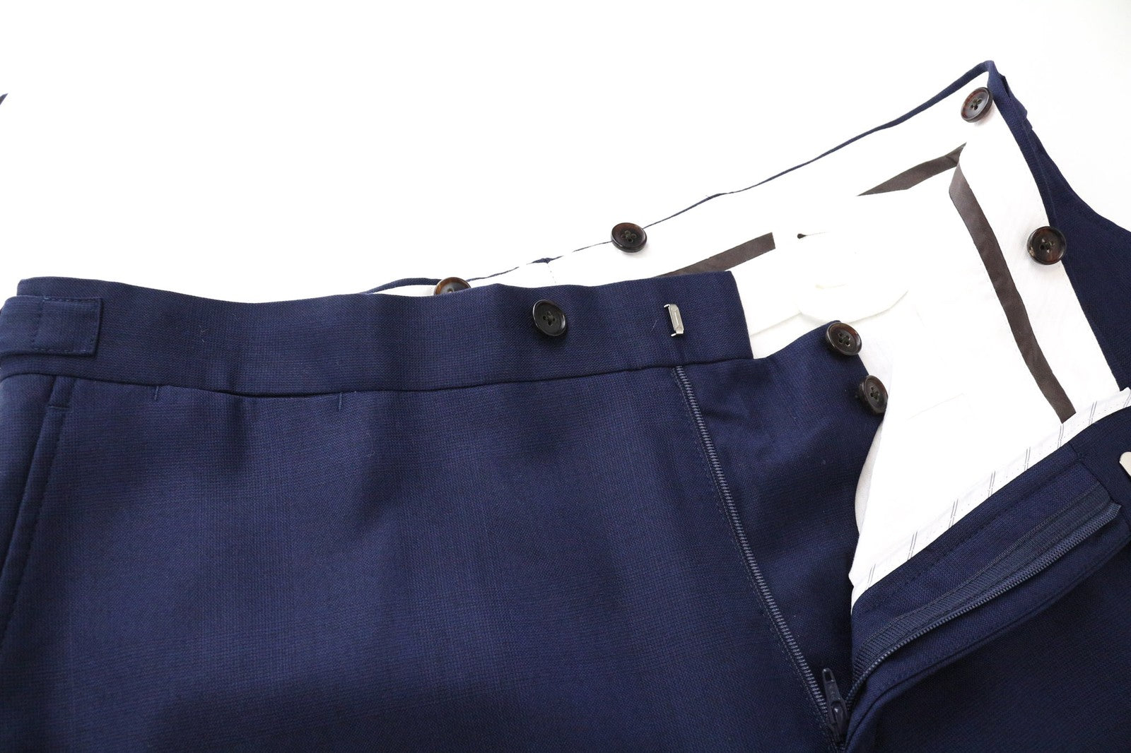 SUITSUPPLY Hartford Men's Trousers UK42R Slim Blue Glen Check Wool Flat Front