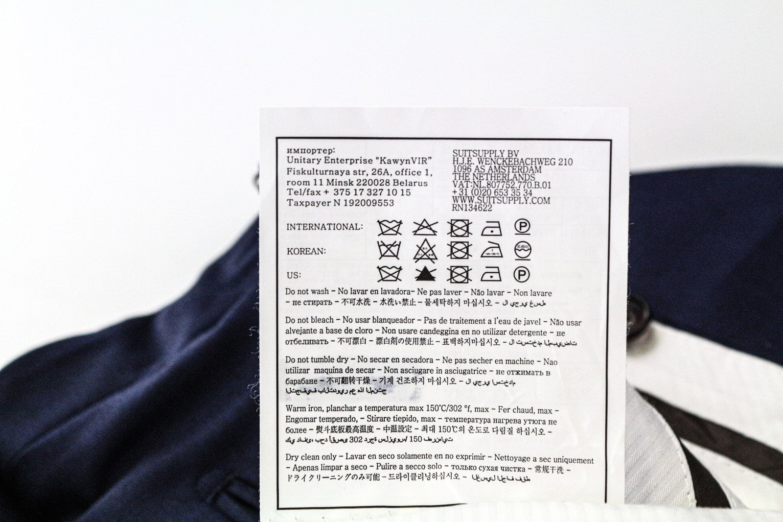 SUITSUPPLY Hartford Men's Trousers UK42R Slim Blue Glen Check Wool Flat Front