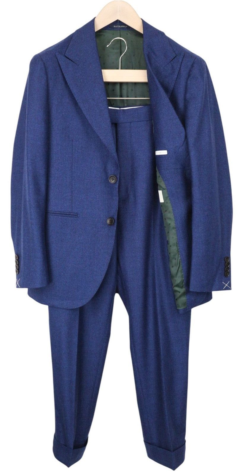 SUITSUPPLY La Spalla Men's Suit UK36S Mid Blue Slim 2-Piece Wool S120s Melange