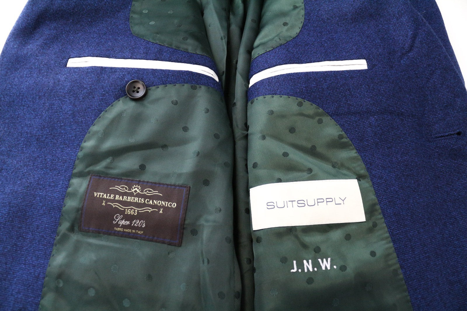 SUITSUPPLY La Spalla Men's Suit UK36S Mid Blue Slim 2-Piece Wool S120s Melange