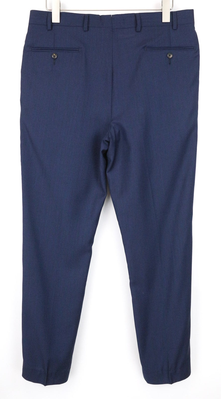 SUITSUPPLY Brescia Men's Trousers UK40L Slim Blue Melange Wool Flat Front