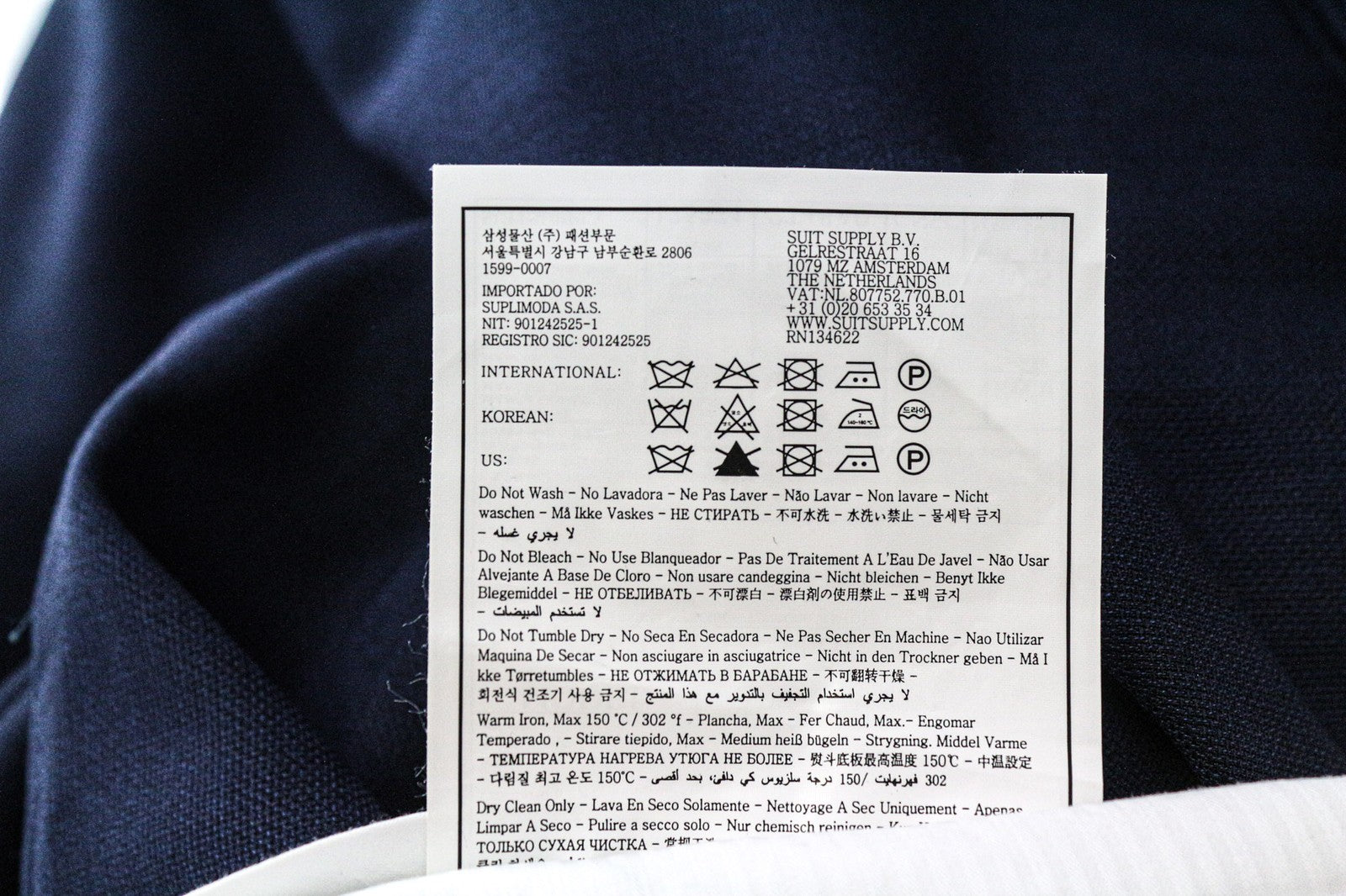 SUITSUPPLY Brescia Men's Trousers UK40L Slim Blue Melange Wool Flat Front