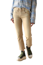 R13 Boy Straight Women Jeans 30 Khaki Stretch Faded Ankle Length Casual RRP€699