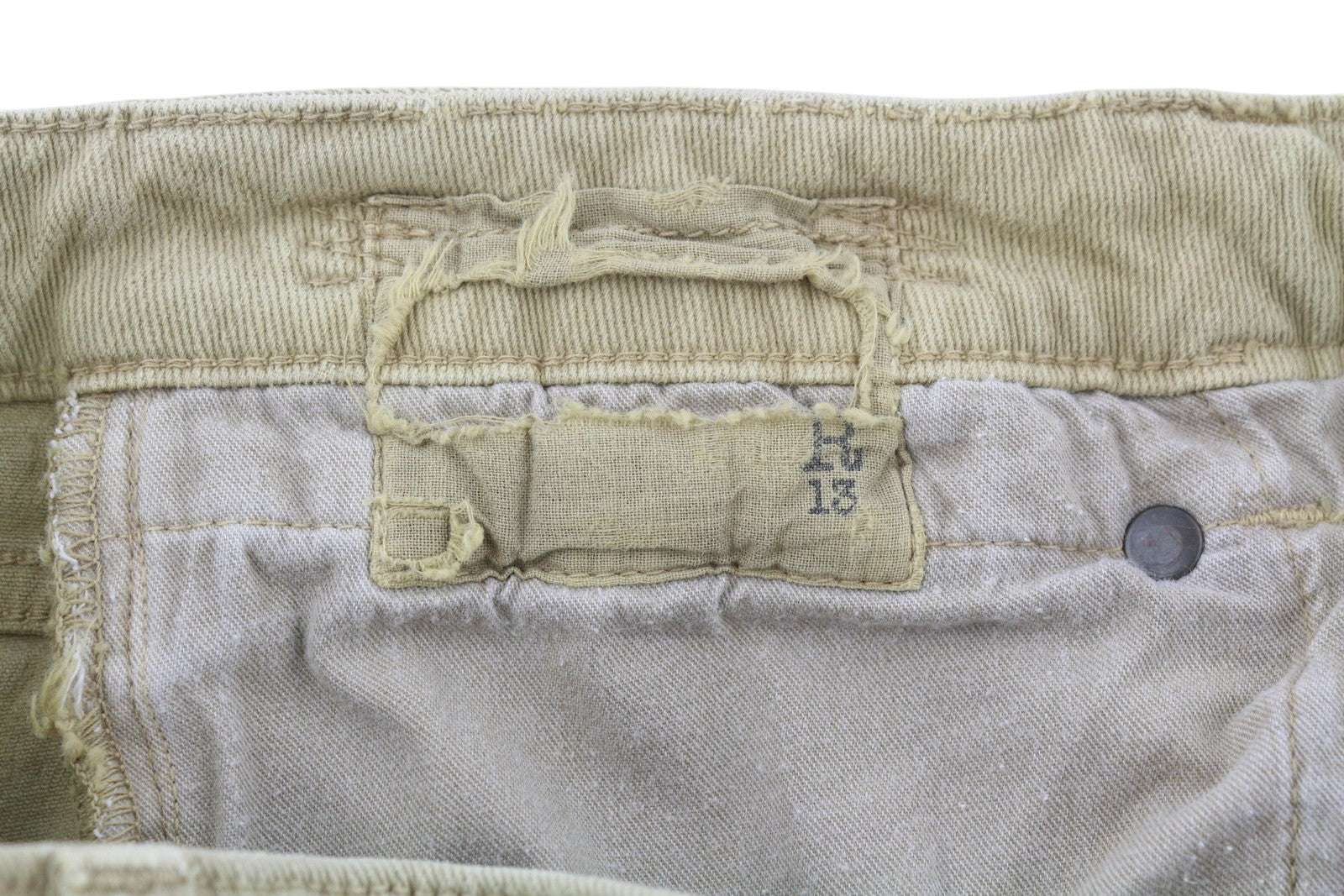 R13 Boy Straight Women Jeans 30 Khaki Stretch Faded Ankle Length Casual RRP€699