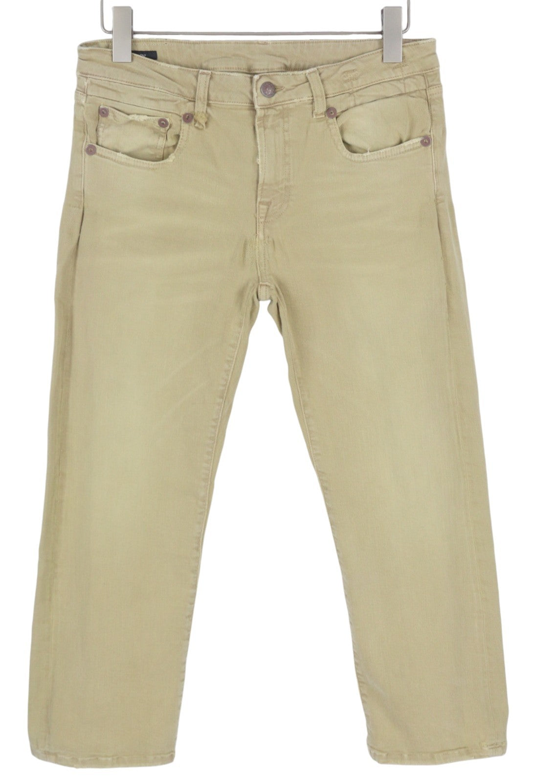 R13 Boy Straight Women Jeans 30 Khaki Stretch Faded Ankle Length Casual RRP€699