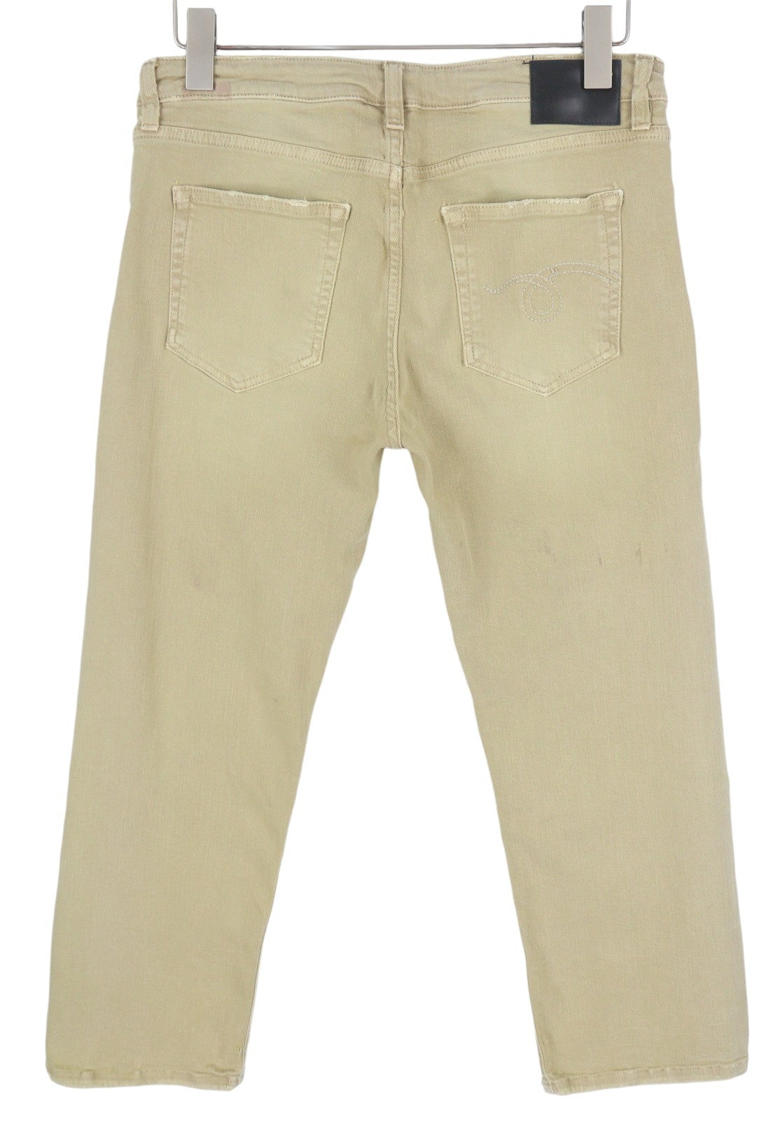 R13 Boy Straight Women Jeans 30 Khaki Stretch Faded Ankle Length Casual RRP€699