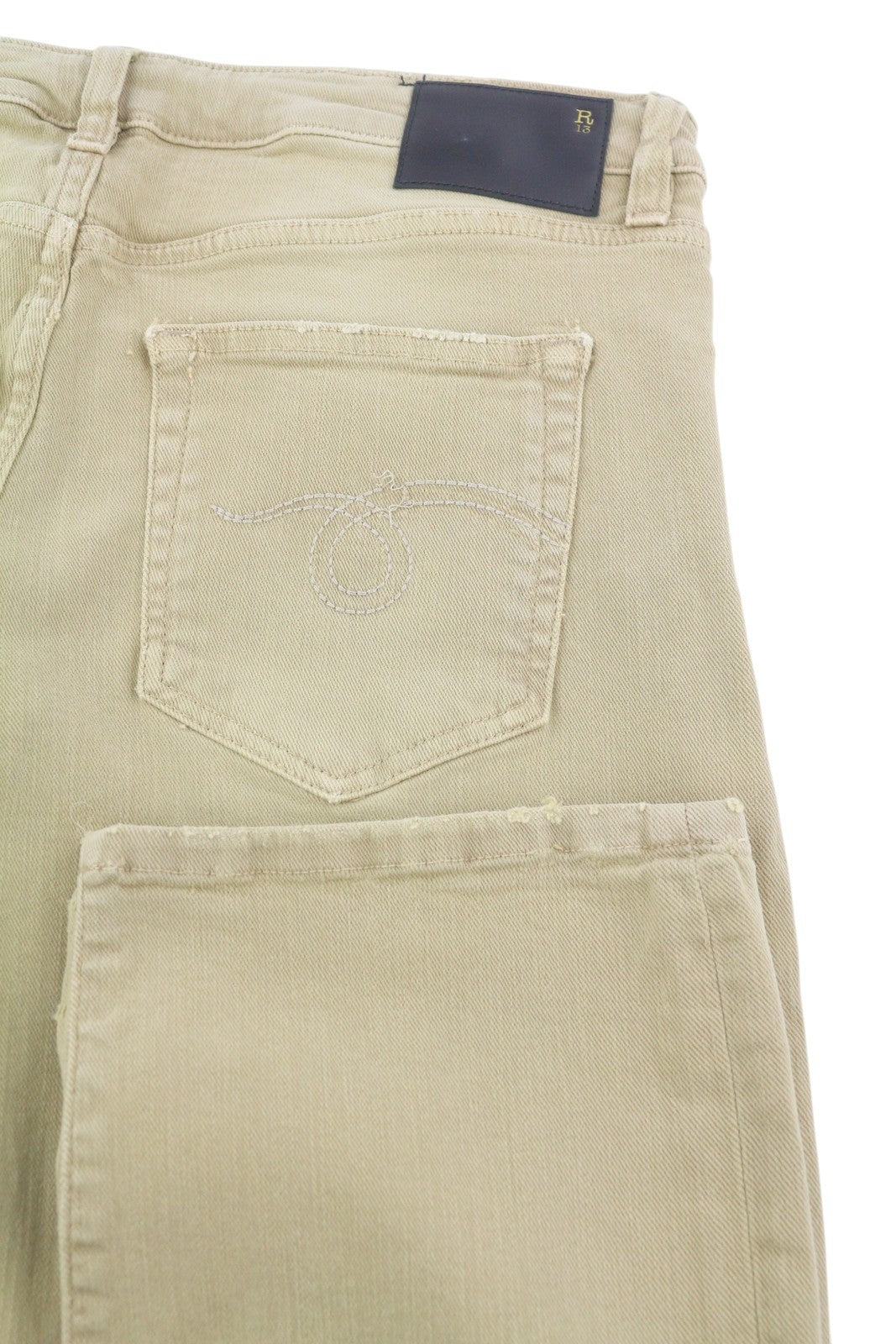 R13 Boy Straight Women Jeans 30 Khaki Stretch Faded Ankle Length Casual RRP€699