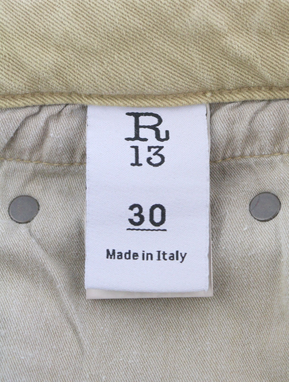 R13 Boy Straight Women Jeans 30 Khaki Stretch Faded Ankle Length Casual RRP€699