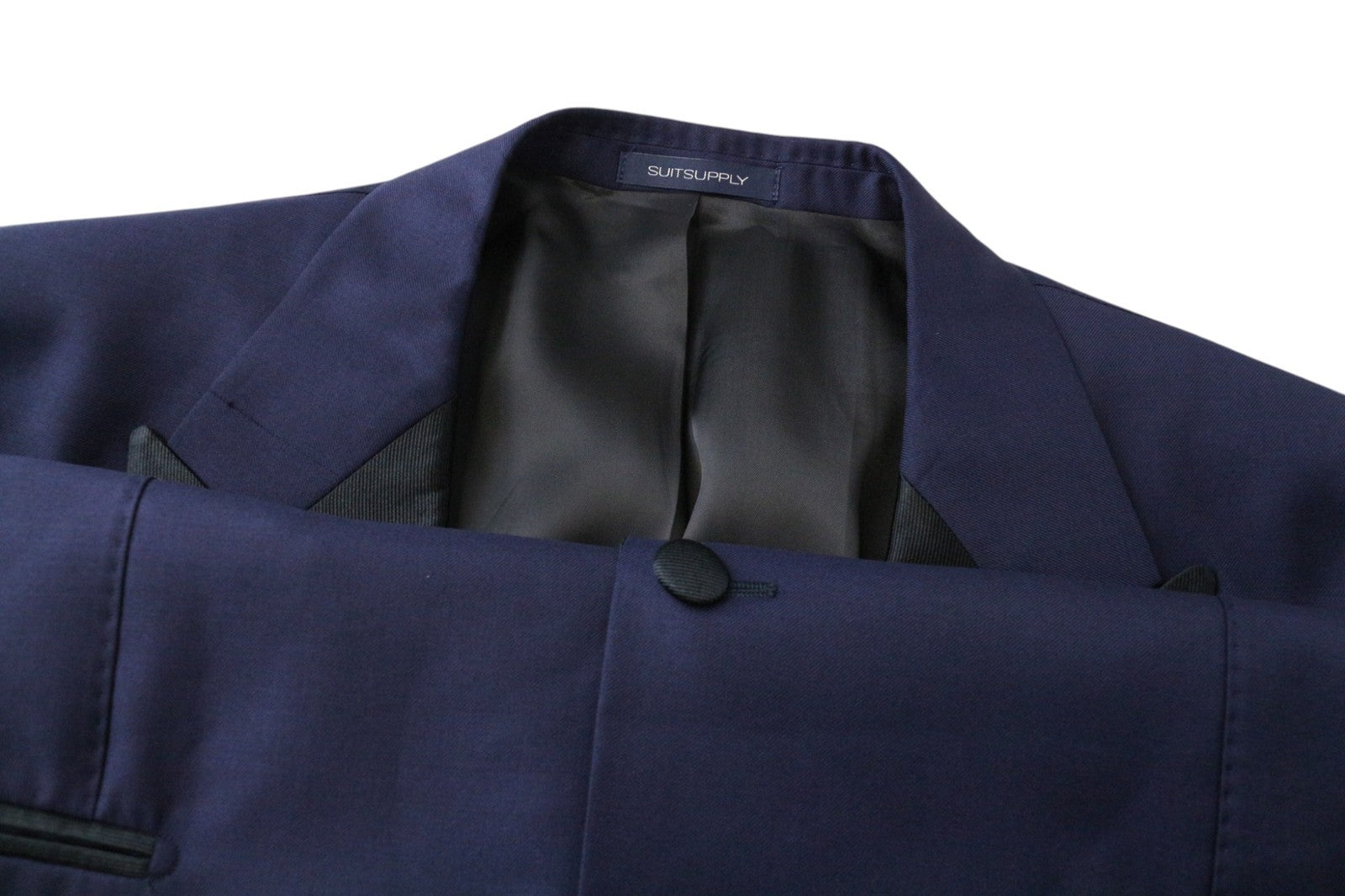 SUITSUPPLY Lazio Tuxedo Men's Suit UK42S Blue Wool Super 130's Slim 3 Piece