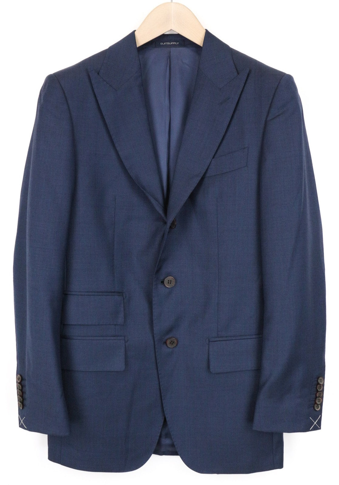 SUITSUPPLY Vašingtono vyriškas švarkas UK36R mėlynas vilnonis „Super 110's Slim“ 