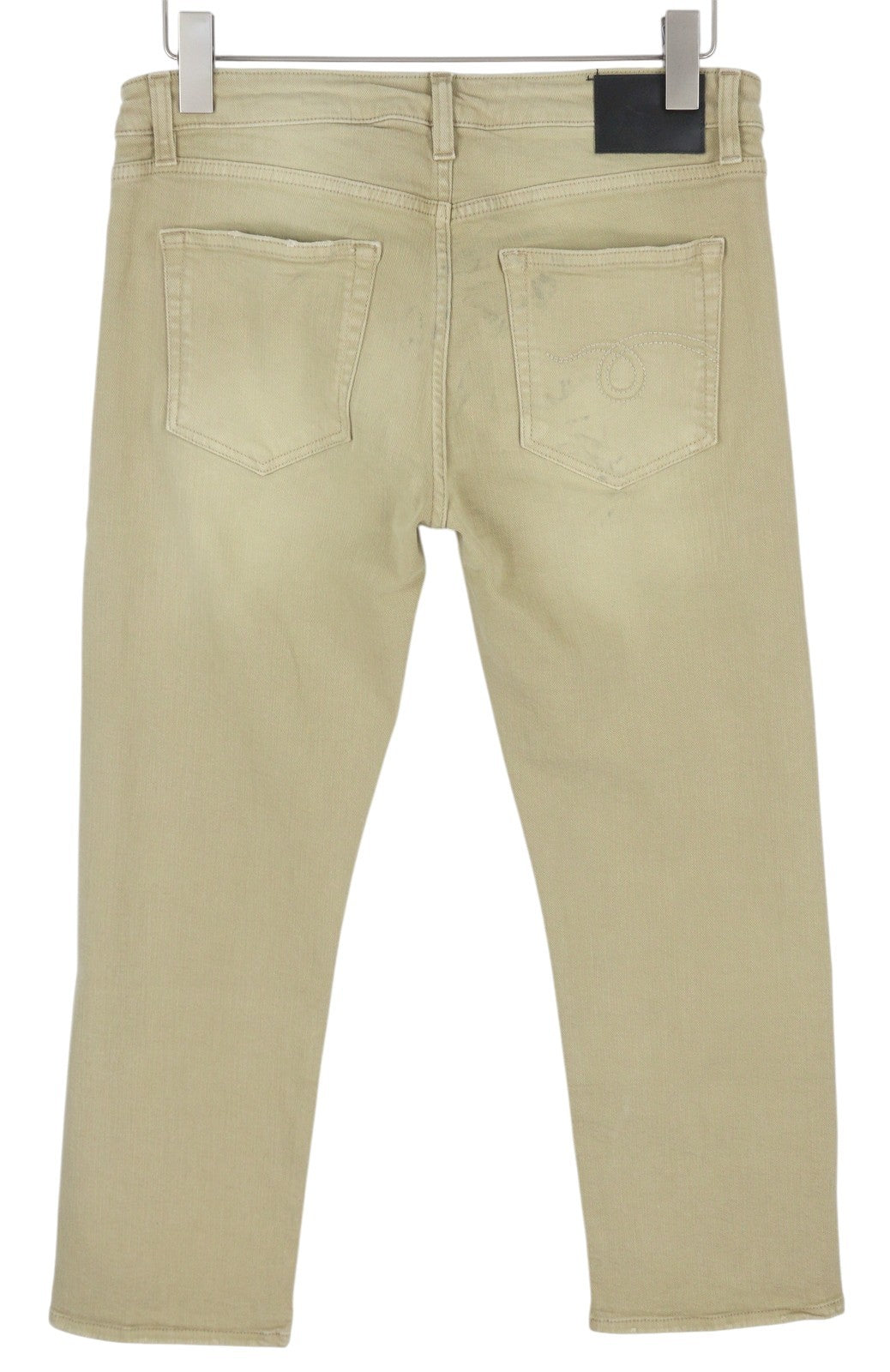 R13 Boy Straight Women Jeans 29 Khaki Stretch Faded Ankle Length Casual RRP€699
