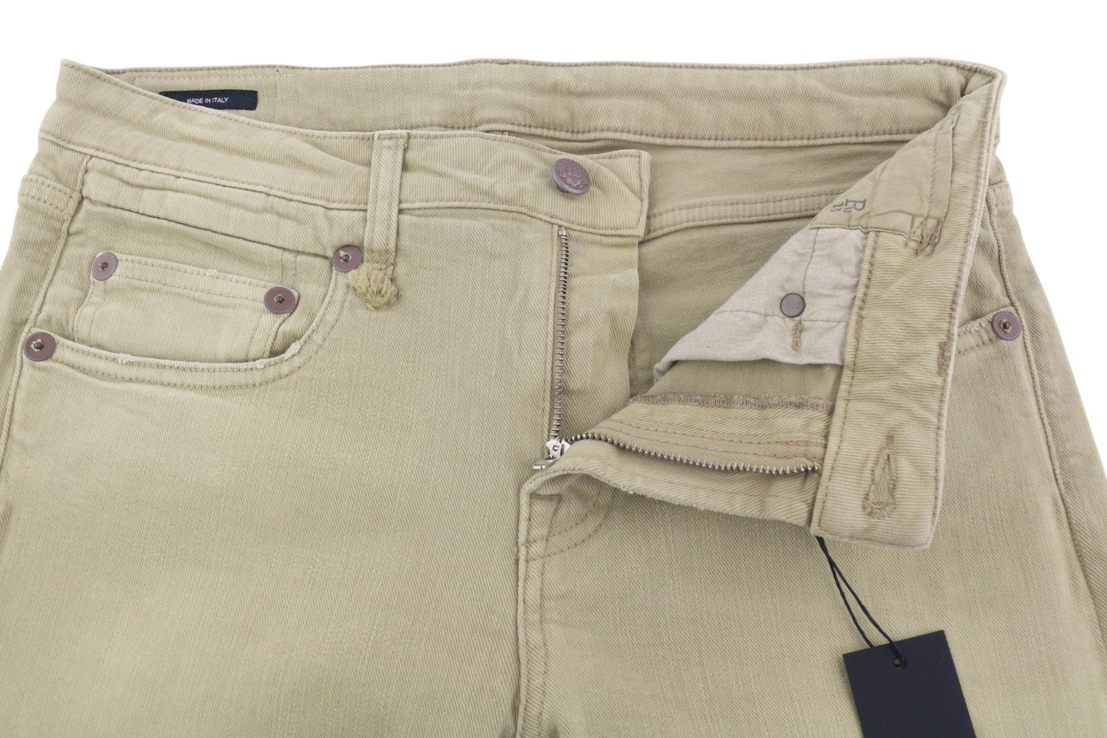 R13 Boy Straight Women Jeans 29 Khaki Stretch Faded Ankle Length Casual RRP€699