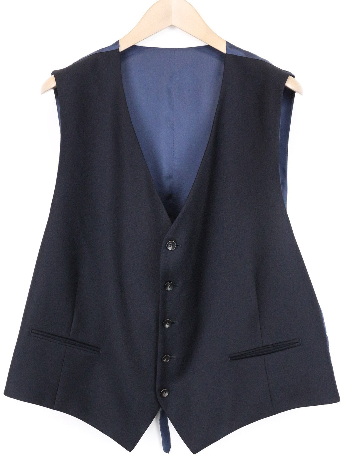 SUITSUPPLY Ferrara Men's Waistcoat UK52S Navy Blue Wool Classic Single-Breasted