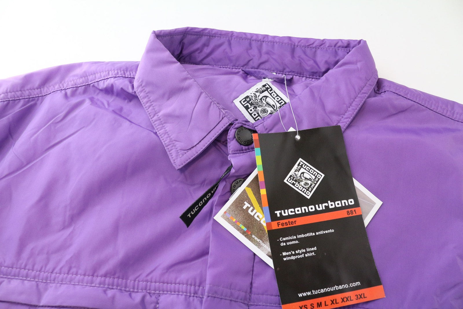 TUCANO URBANO Fester Men's Jacket 2XL Purple Lined Snap Collar Windproof Zip-Up