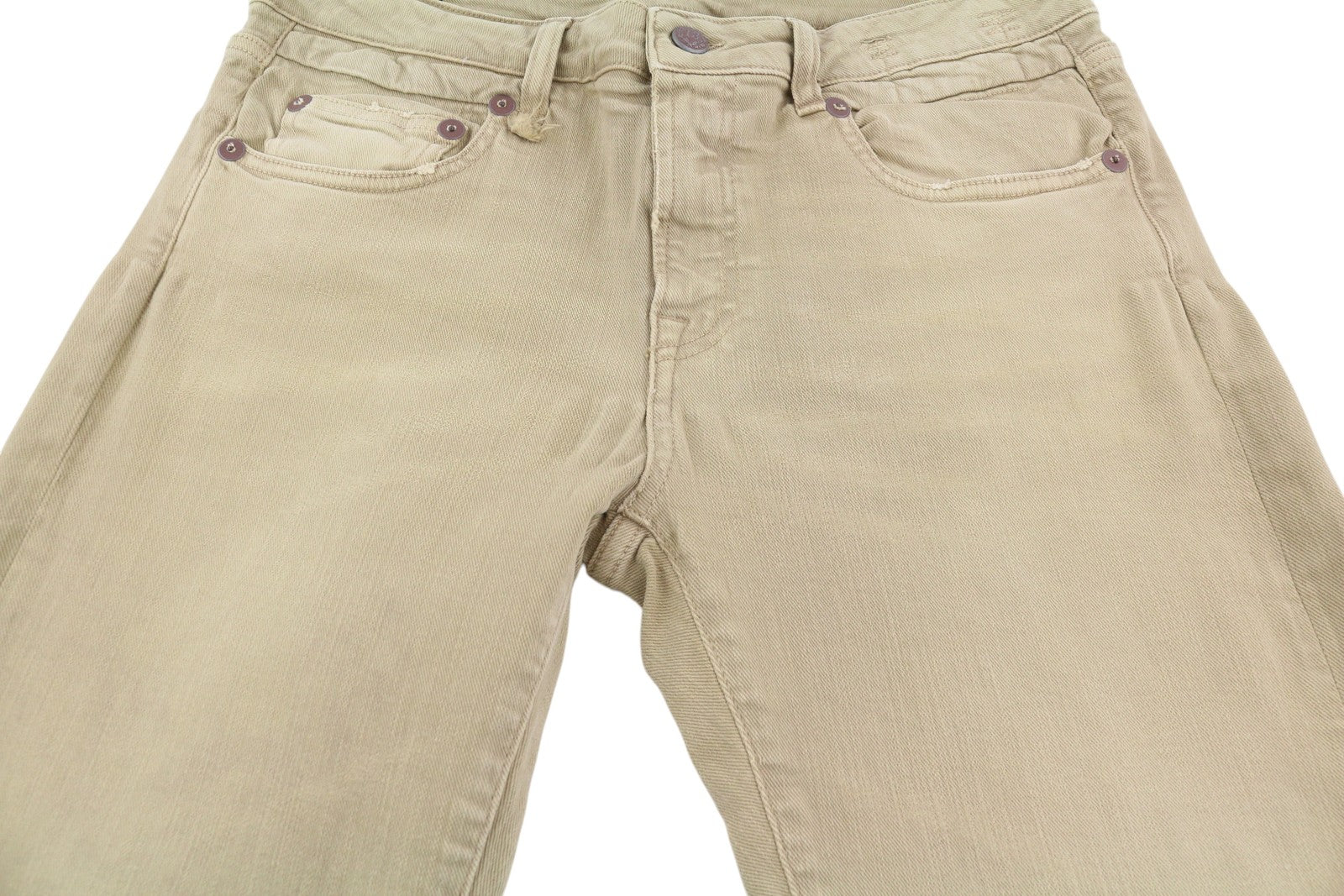 R13 Boy Straight Women Jeans 31 Khaki Stretch Faded Cropped Ankle Length RRP€699