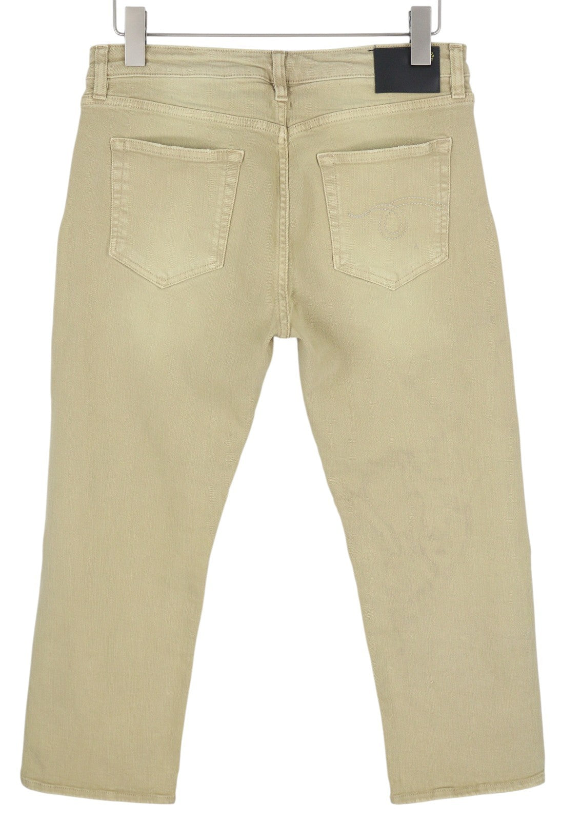 R13 Boy Straight Women Jeans 31 Khaki Stretch Faded Cropped Ankle Length RRP€699