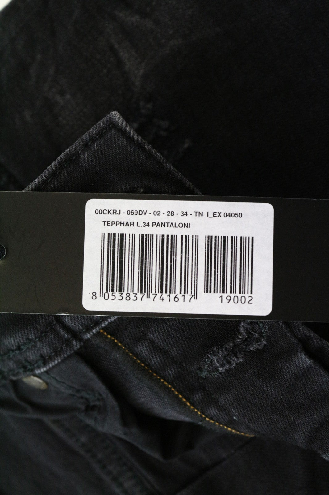 DIESEL Tepphar 069DV Men's Jeans W28/L34 Black Slim Carrot Washed Stretch Denim