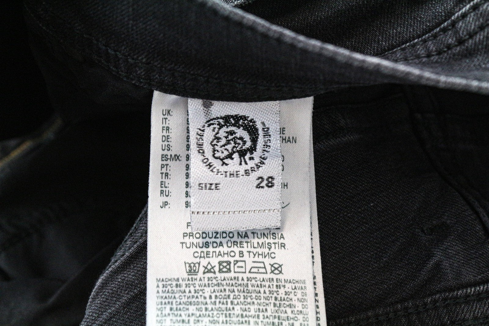 DIESEL Tepphar 069DV Men's Jeans W28/L34 Black Slim Carrot Washed Stretch Denim