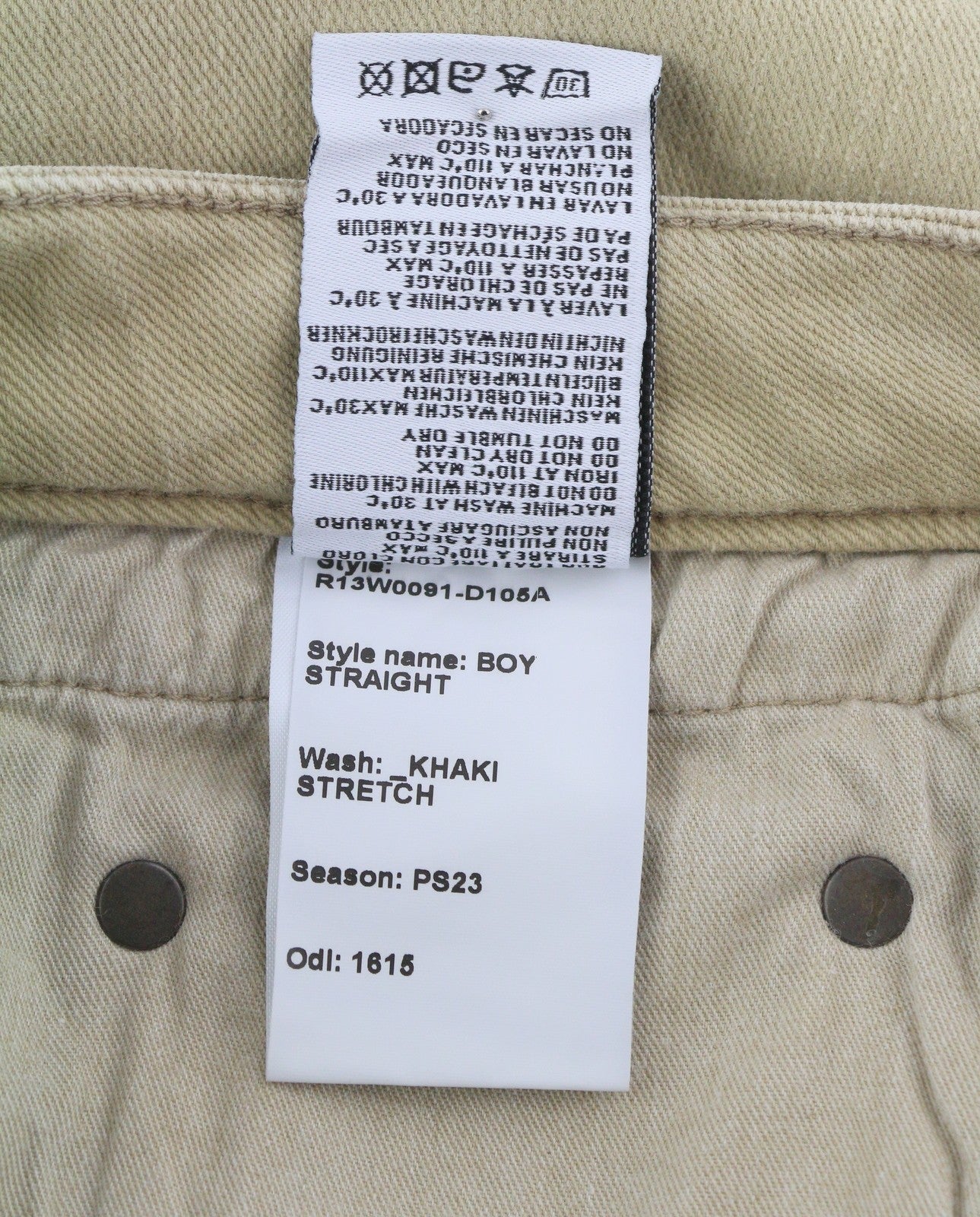 R13 Boy Straight Women Jeans 27 Khaki Stretch Faded Cropped Ankle Length RRP€699