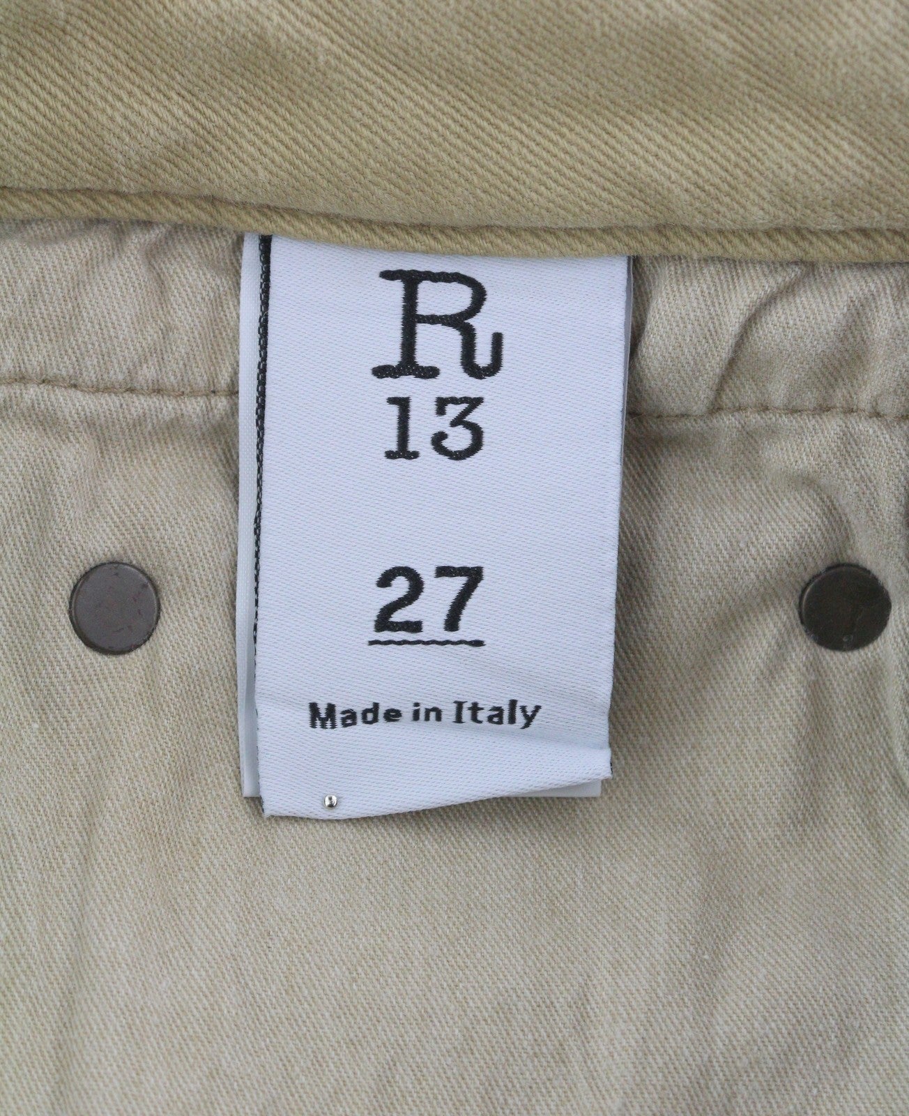 R13 Boy Straight Women Jeans 27 Khaki Stretch Faded Cropped Ankle Length RRP€699