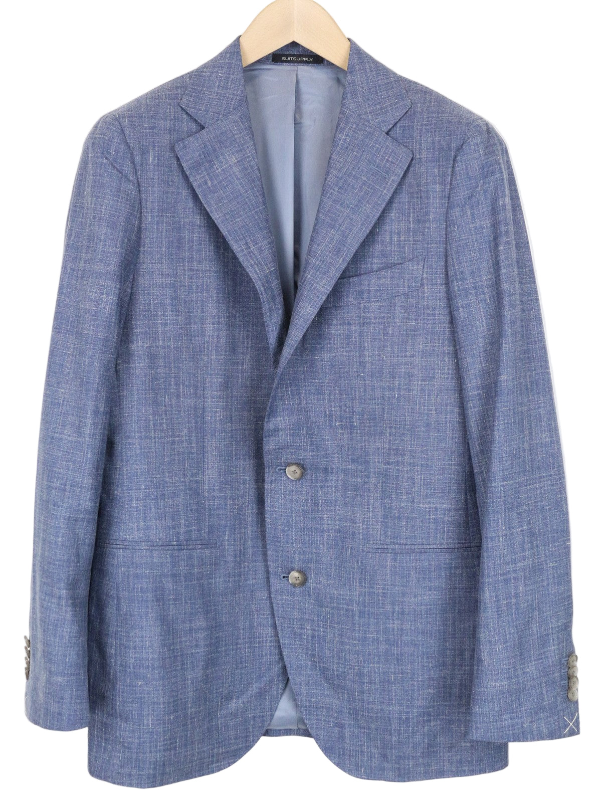 SUITSUPPLY La Spalla Men's Blazer UK38R Blue Linen Silk Wool Blend Single-Breast