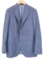 SUITSUPPLY La Spalla Men's Blazer UK38R Blue Linen Silk Wool Blend Single-Breast